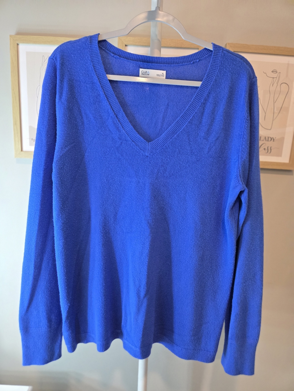 Classic V-Neck Women's Sweater in Royal Blue